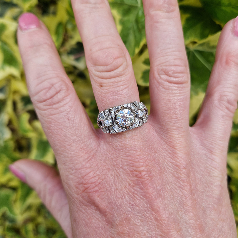 Antique Art Deco Old European Cut Diamond Ring