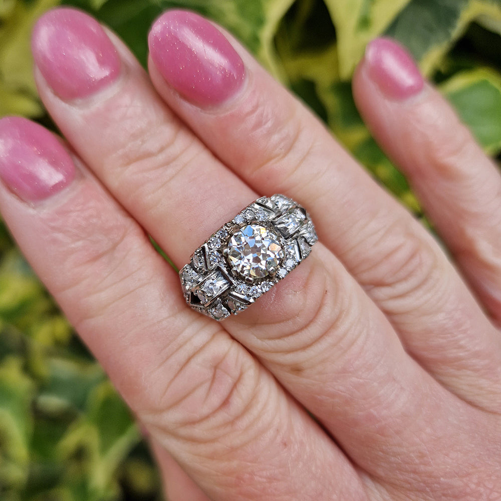Antique Art Deco Old European Cut Diamond Ring