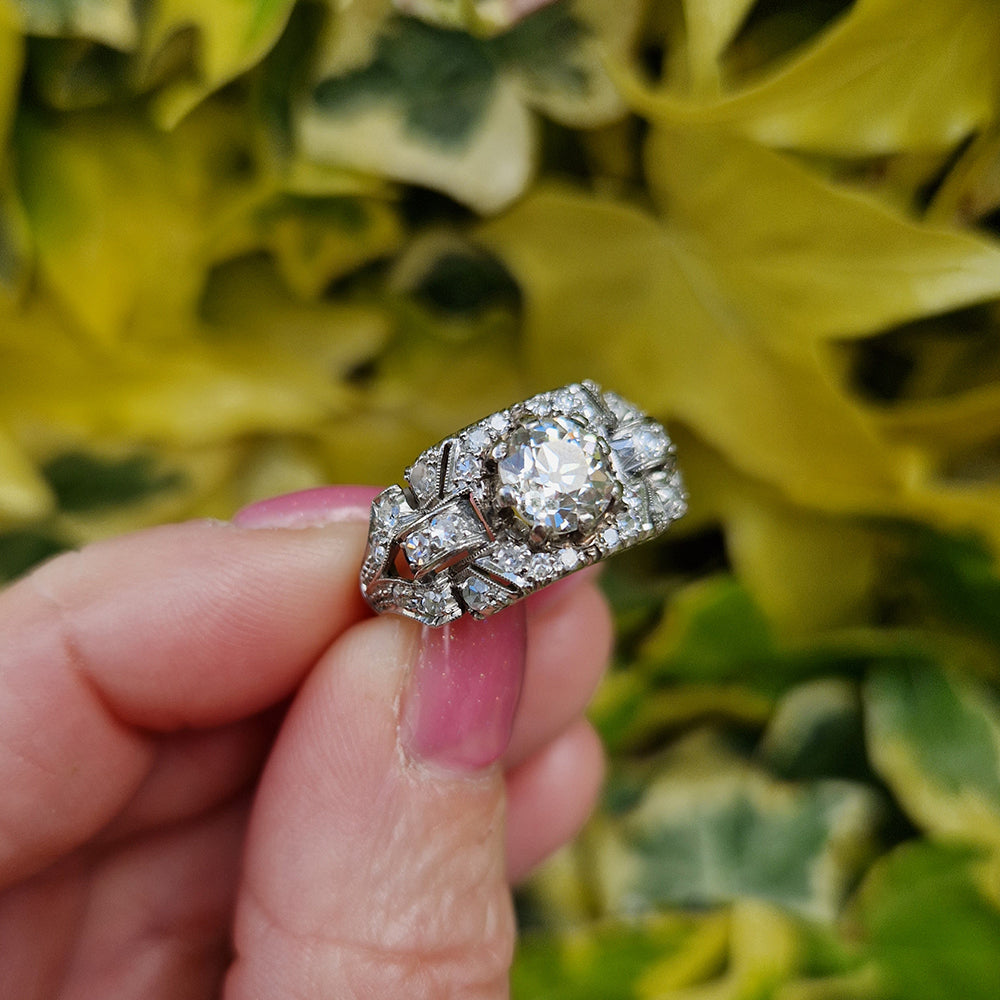 Antique Art Deco Old European Cut Diamond Ring