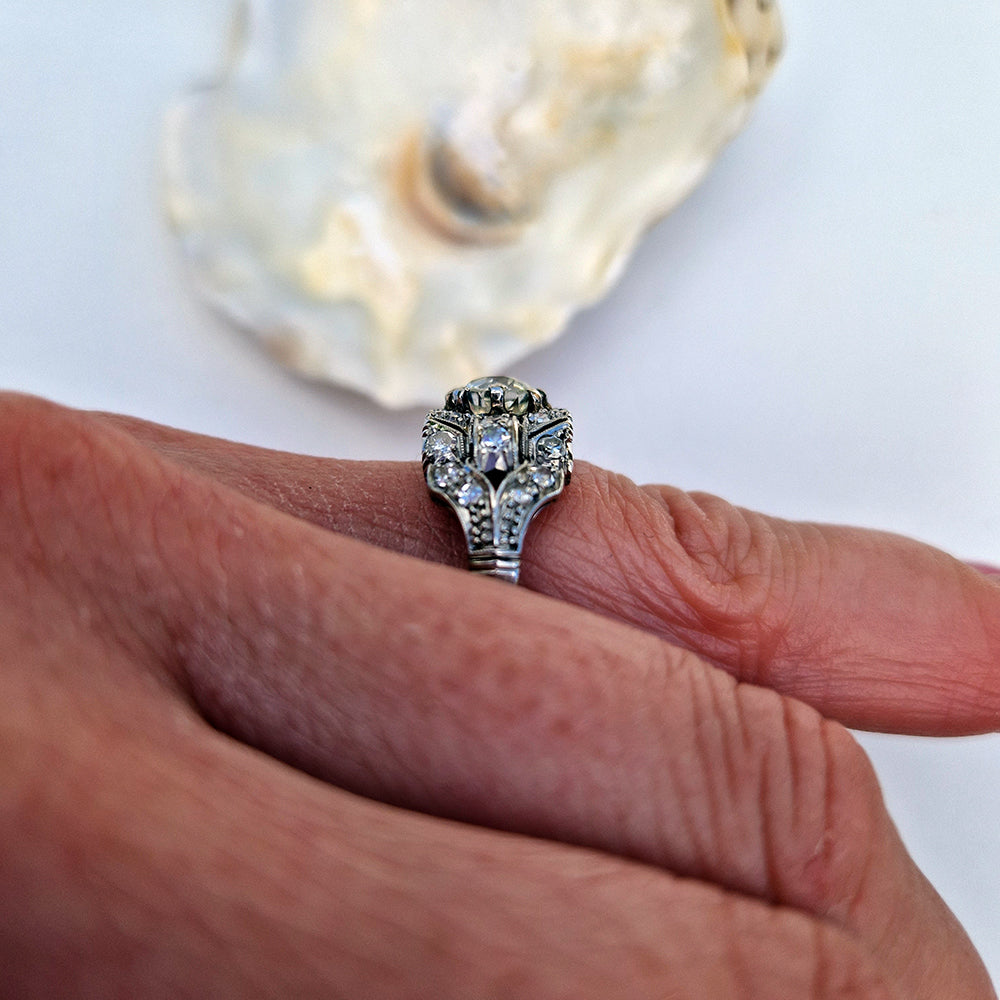 Antique Art Deco Old European Cut Diamond Ring