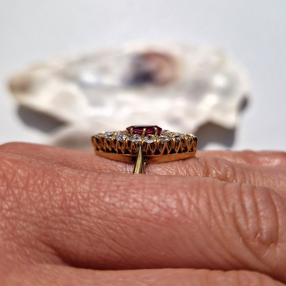Vintage Ruby & Diamond Cluster Ring