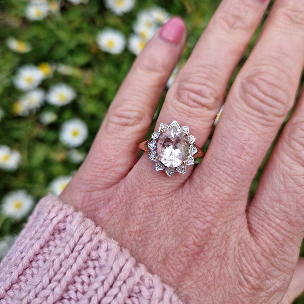 Vintage Tourmaline & Diamond Cluster Ring