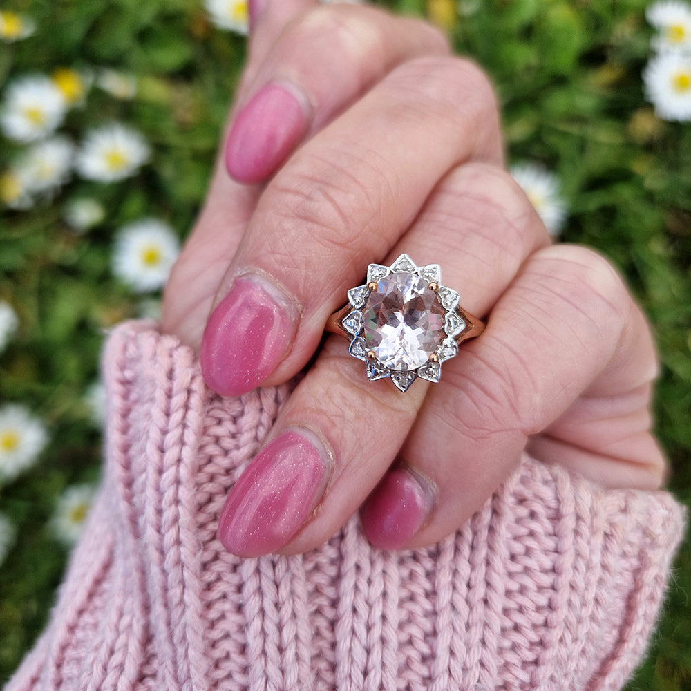 Vintage Tourmaline & Diamond Cluster Ring