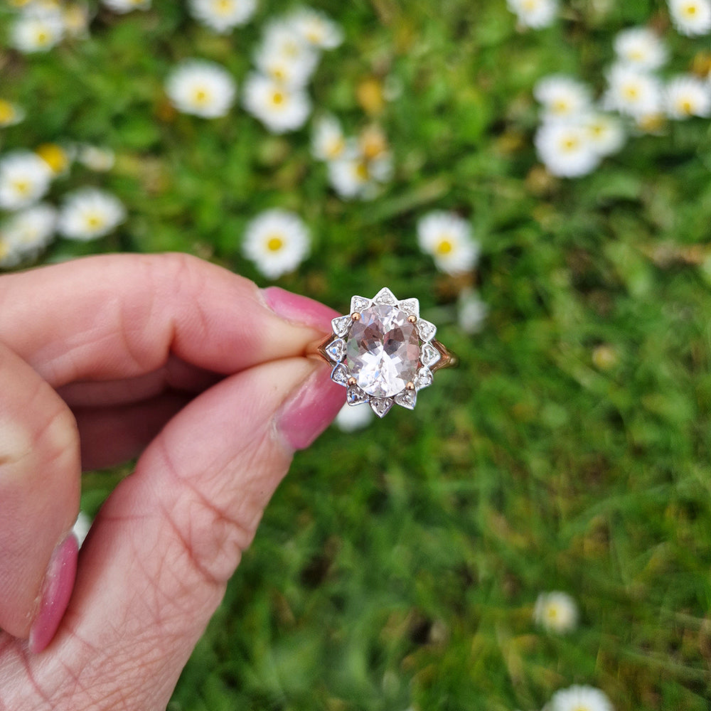 Vintage Tourmaline & Diamond Cluster Ring