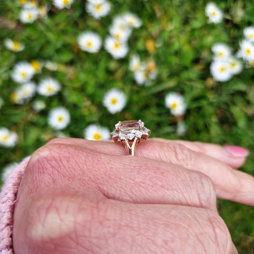 Vintage Tourmaline & Diamond Cluster Ring