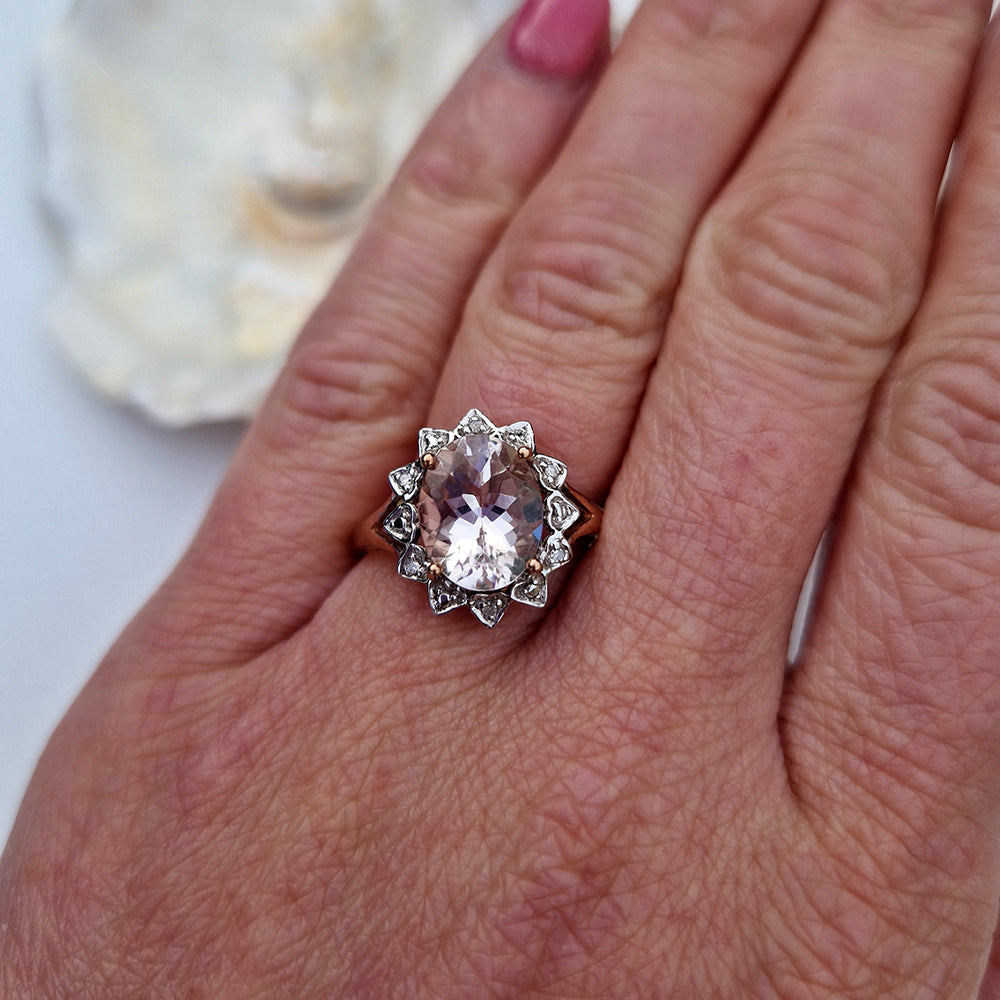 Vintage Tourmaline & Diamond Cluster Ring