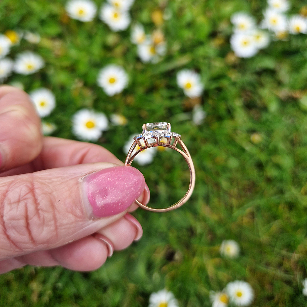 Vintage Tourmaline & Diamond Cluster Ring
