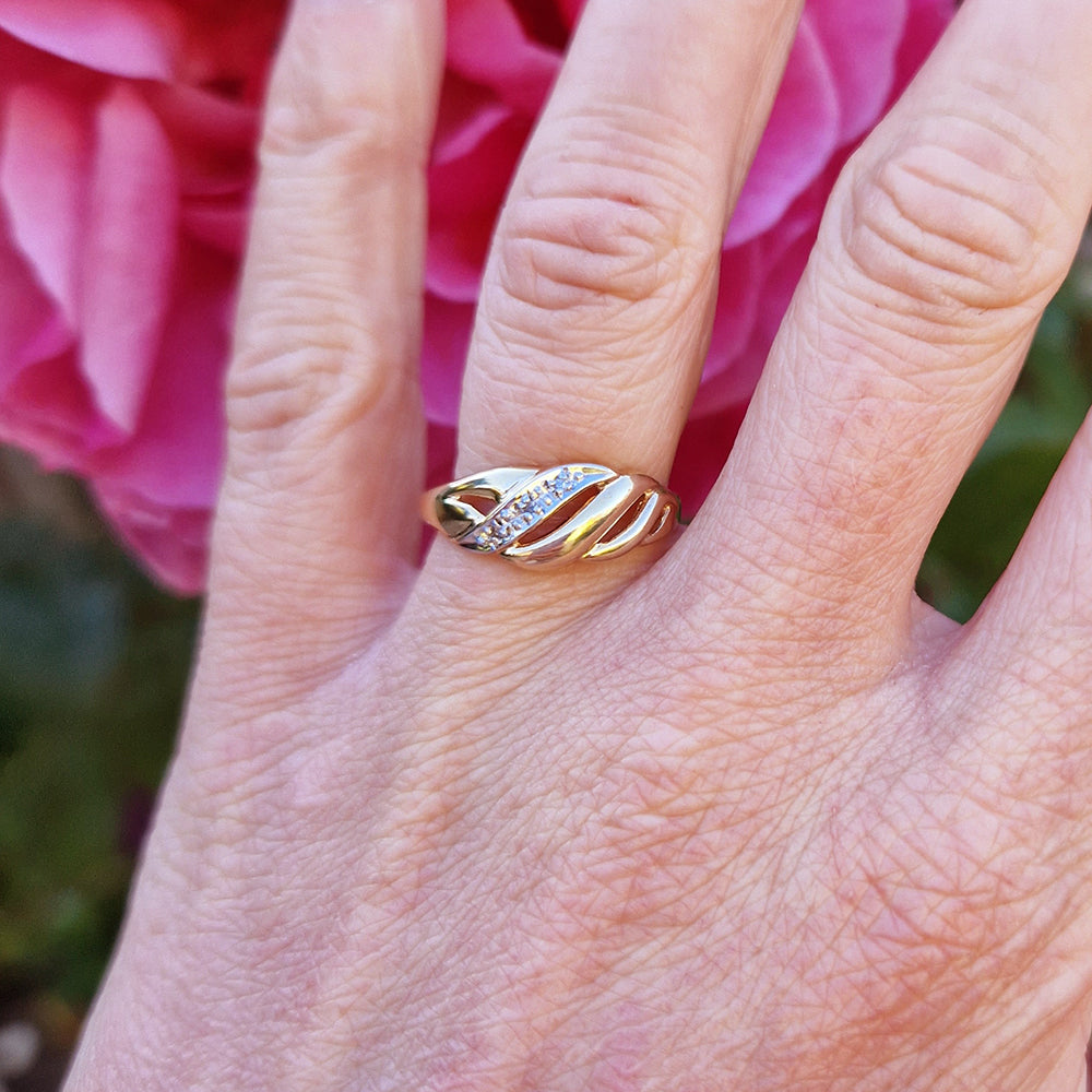 1991 Vintage Diamond Twist Band Ring