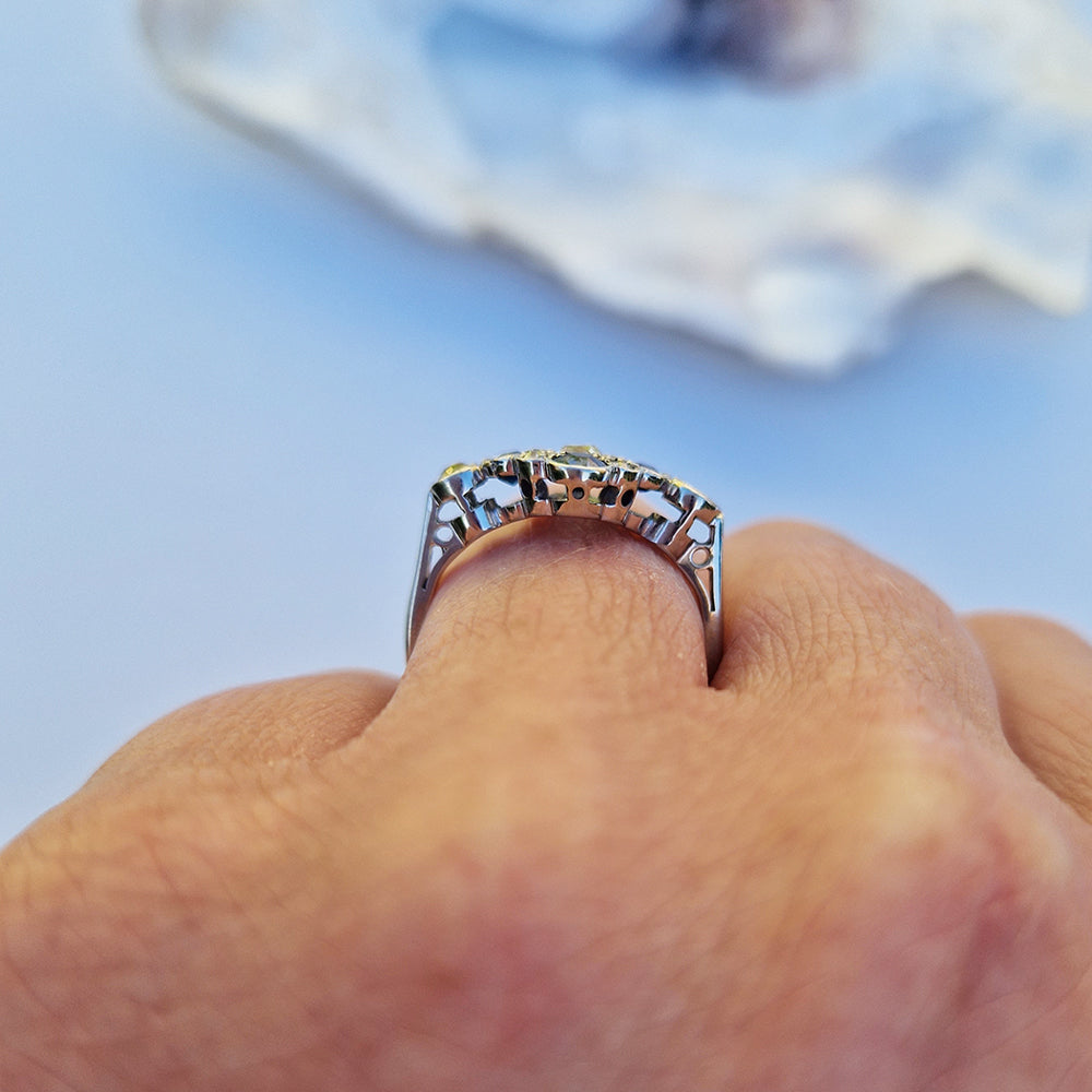 Antique Old European Cut Diamond and Sapphire Cluster Ring