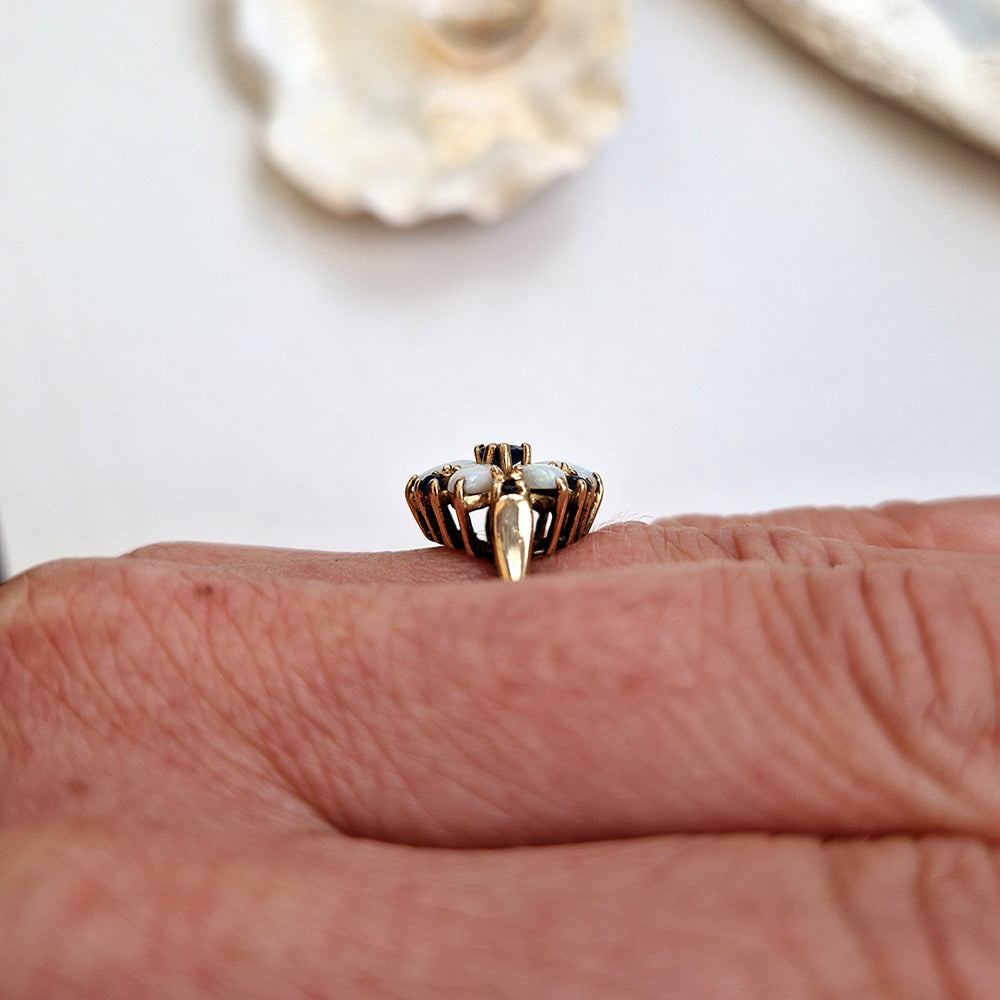 Vintage Sapphire & Opal Floral Cluster Ring