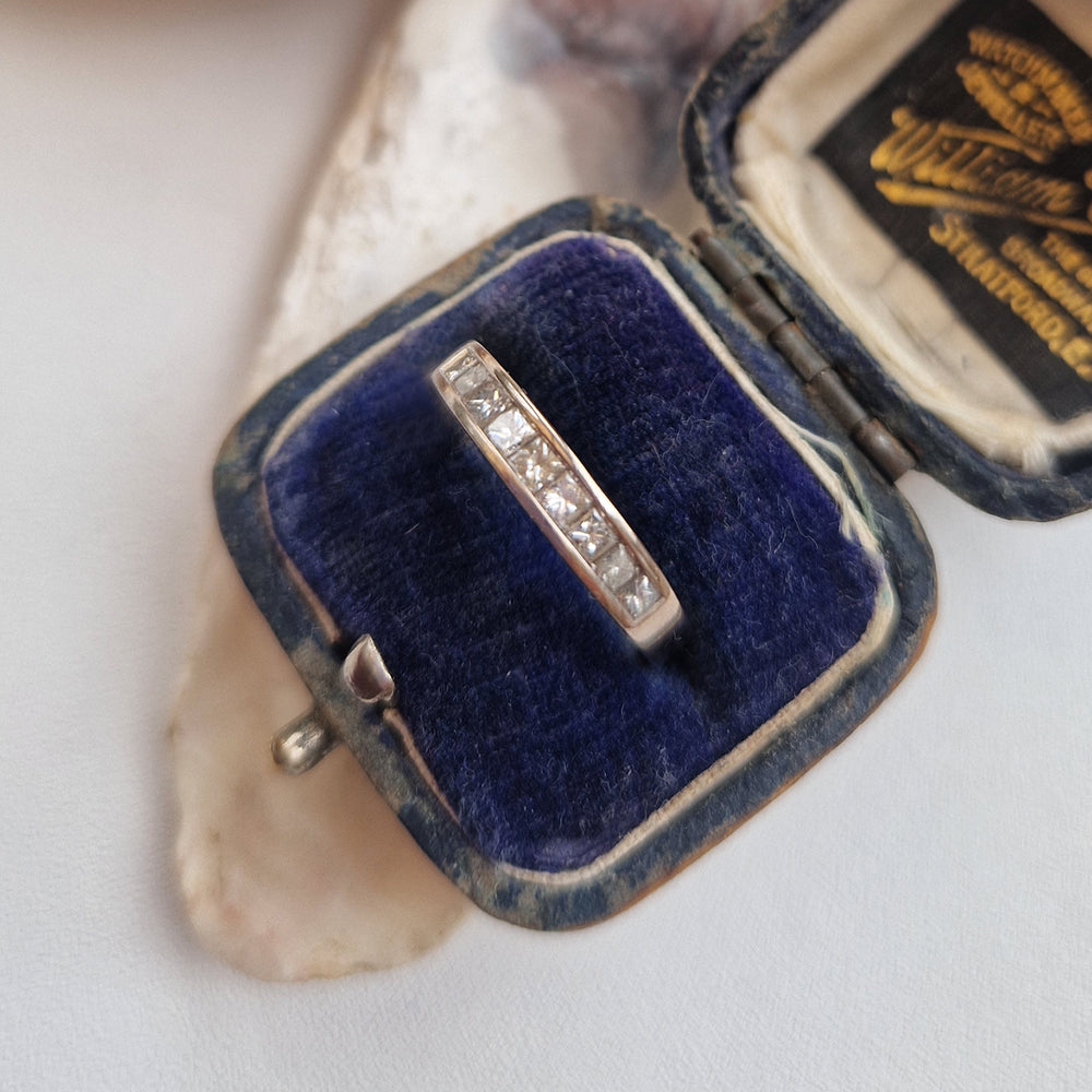 c1980's Vintage Princess Cut Diamond Half Eternity Ring