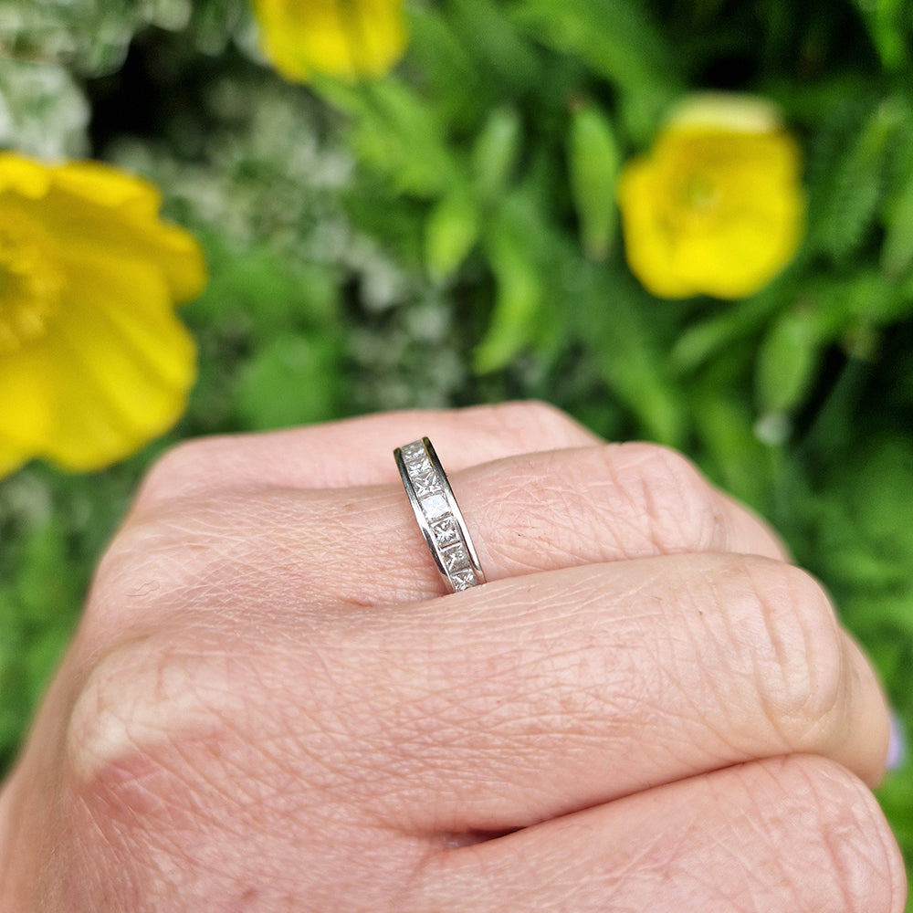 c1980's Vintage Princess Cut Diamond Half Eternity Ring