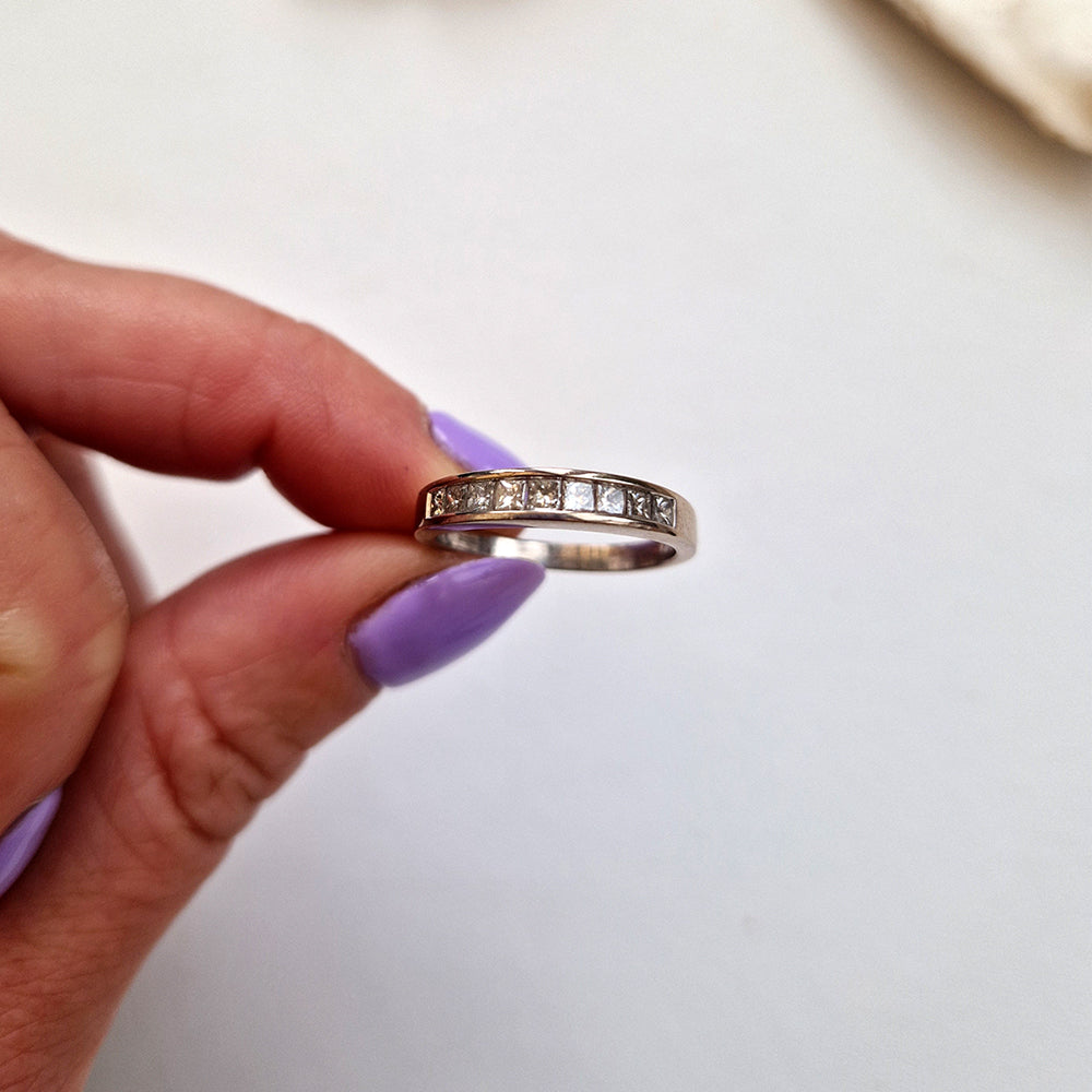 c1980's Vintage Princess Cut Diamond Half Eternity Ring