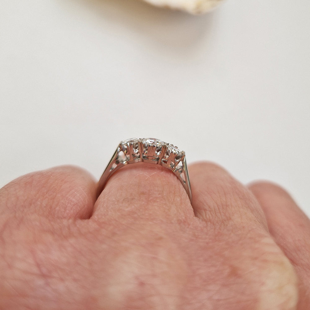 Vintage Platinum Diamond Trilogy Ring
