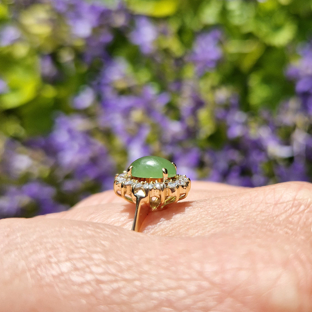 c1980's Vintage Chrysoberyl & Diamond Cluster Ring