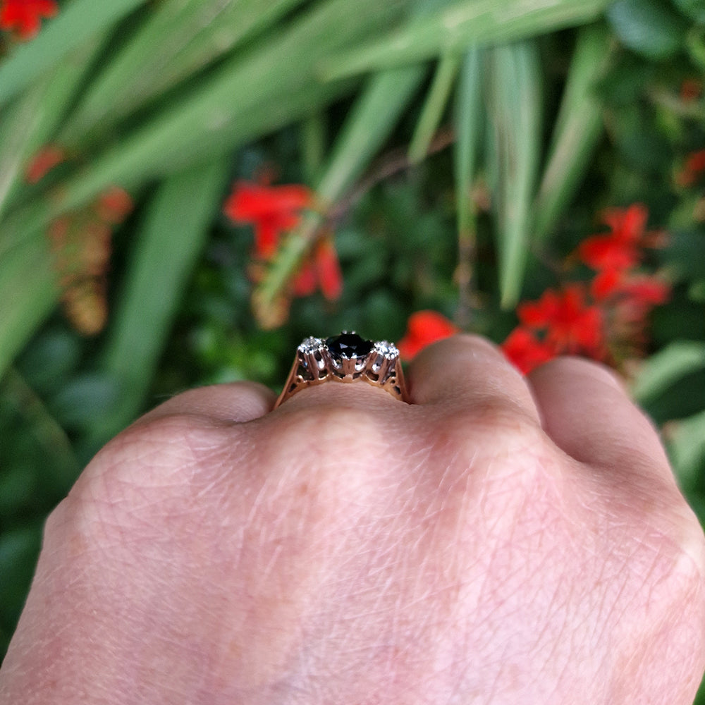 Vintage Sapphire & Diamond Trilogy Ring