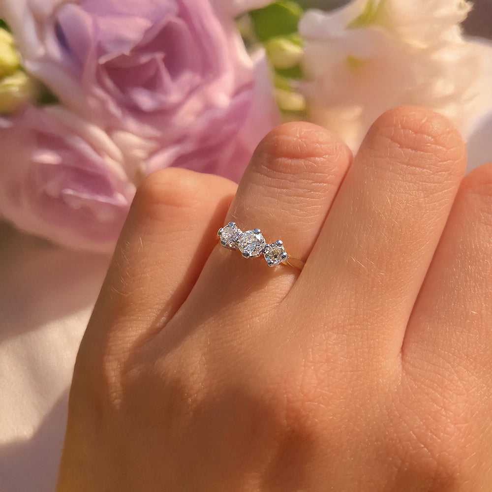 Antique Old European Cut Diamond Trilogy Ring