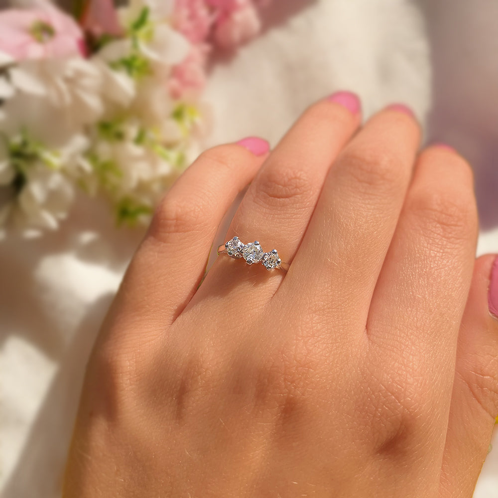 Antique Old European Cut Diamond Trilogy Ring