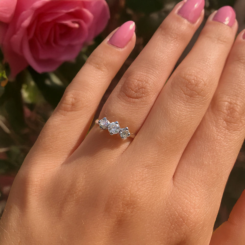 Antique Old European Cut Diamond Trilogy Ring