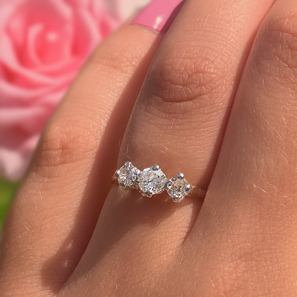 Antique Old European Cut Diamond Trilogy Ring