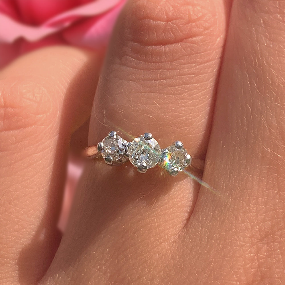 Antique Old European Cut Diamond Trilogy Ring