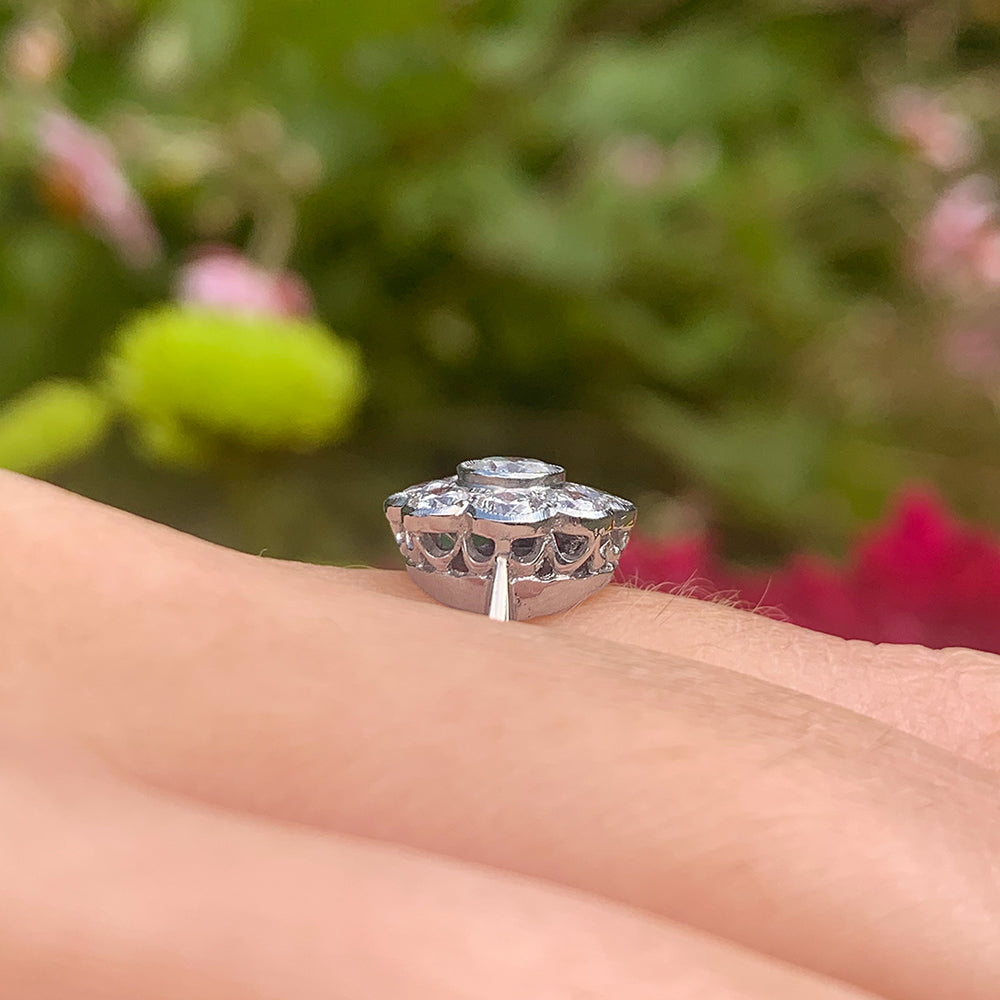 Vintage Platinum 1.20ct Diamond Daisy Cluster Ring
