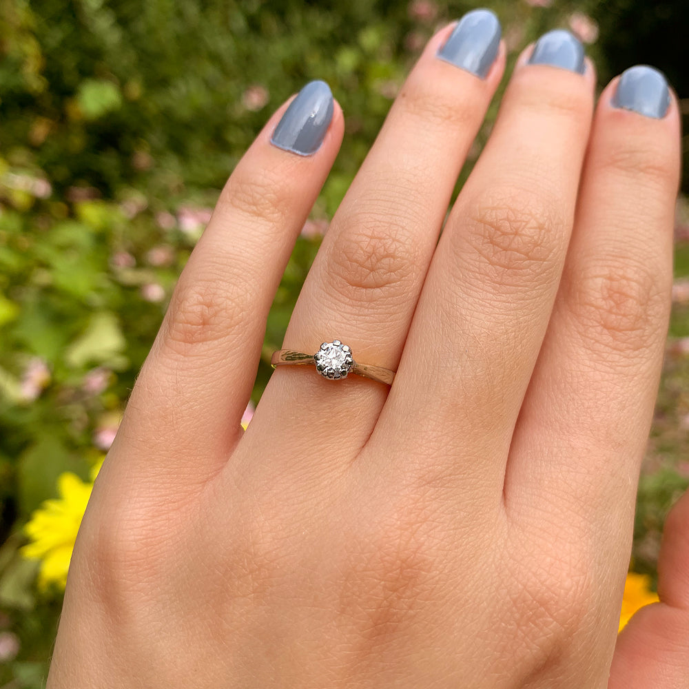 c1980's Vintage 0.20ct Diamond Solitaire Ring