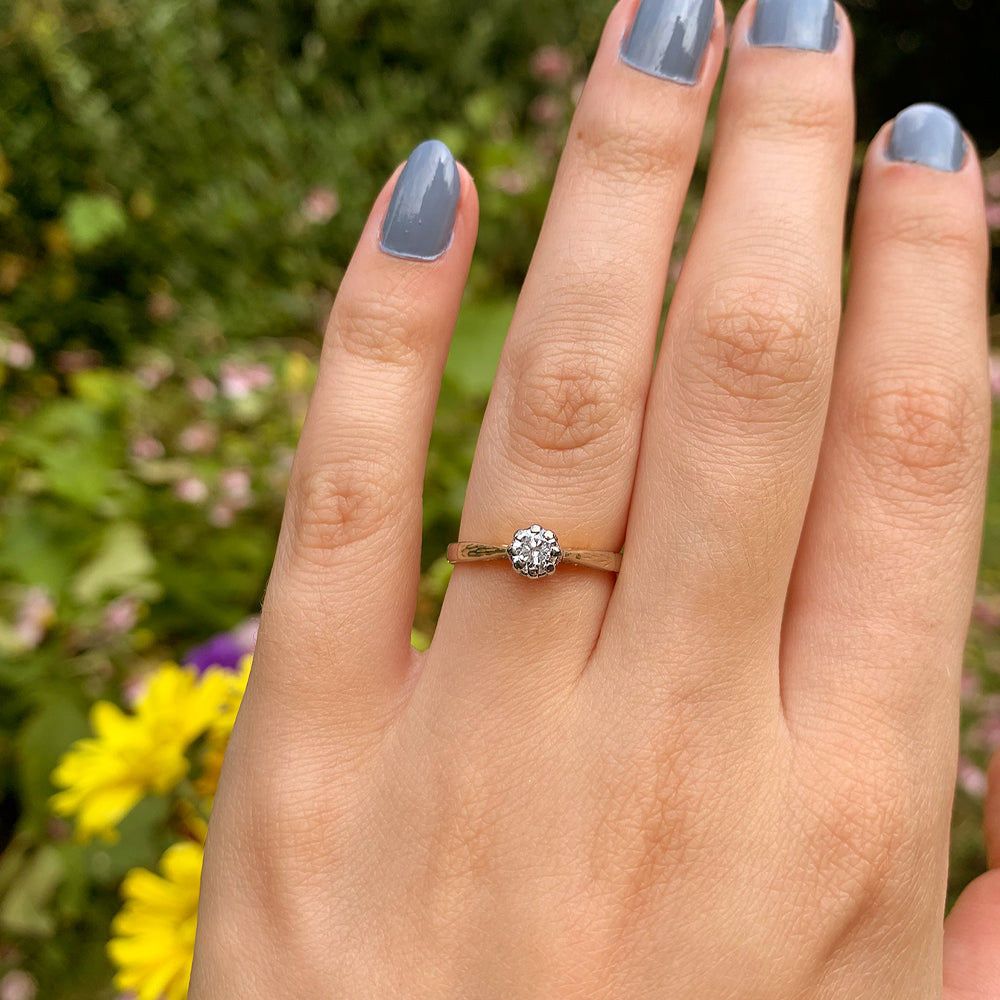 c1980's Vintage 0.20ct Diamond Solitaire Ring