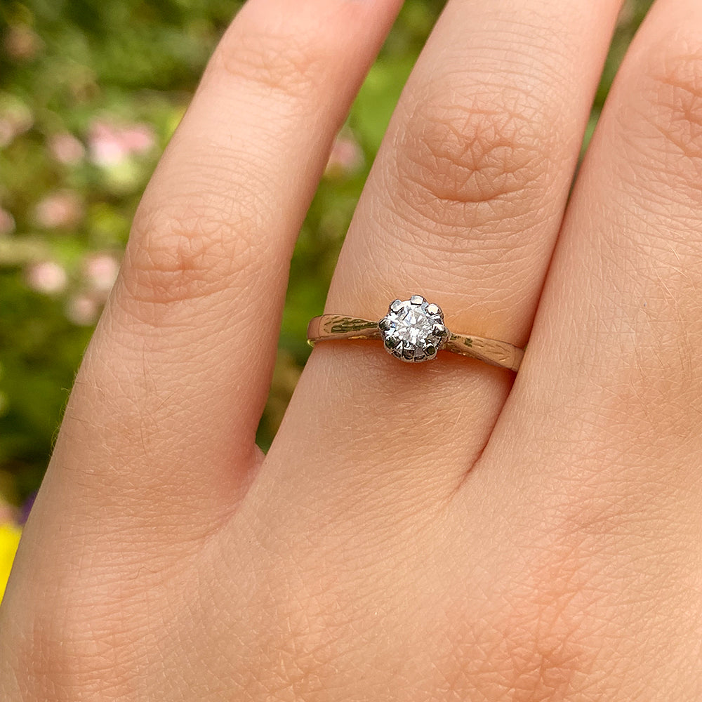 c1980's Vintage 0.20ct Diamond Solitaire Ring