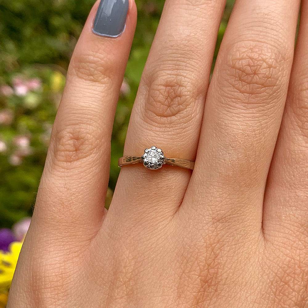 c1980's Vintage 0.20ct Diamond Solitaire Ring