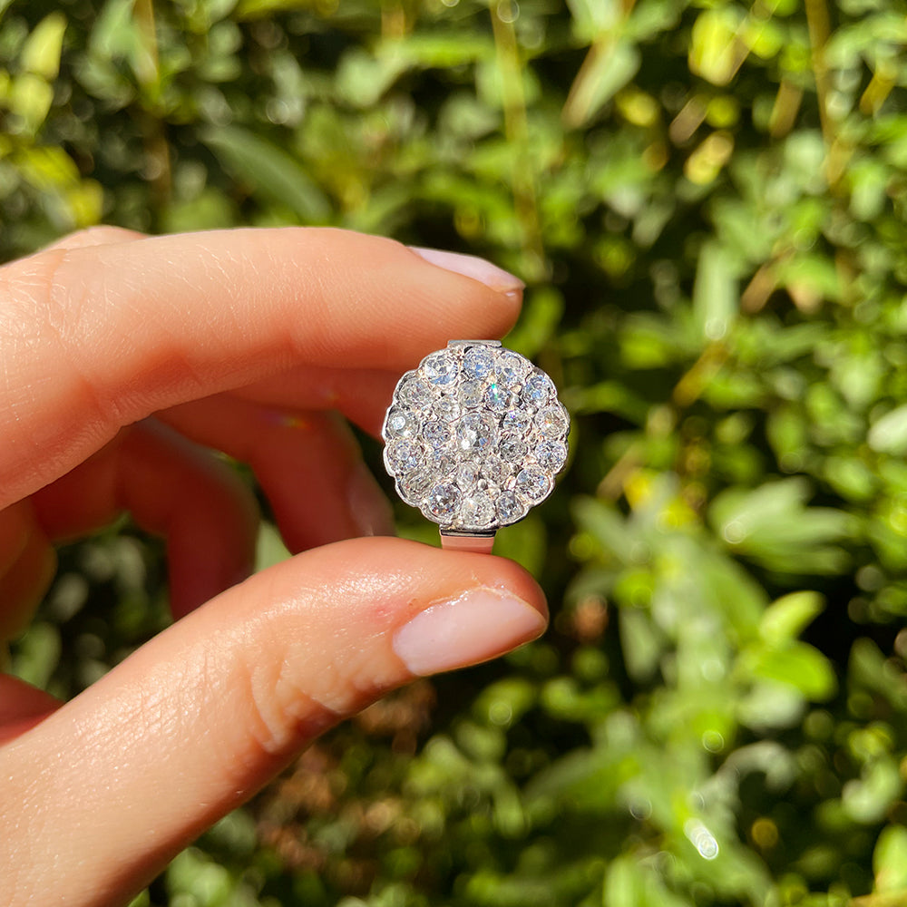 Antique 2.0ct Diamond Cluster Ring