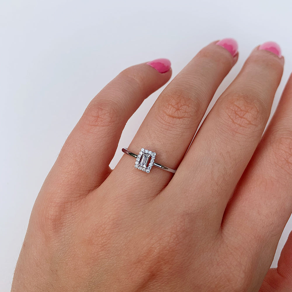 Vintage Baguette Diamond Cluster Ring