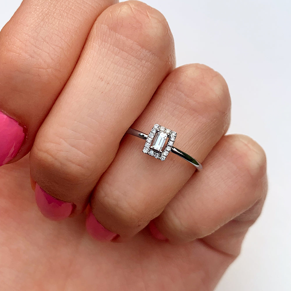 Vintage Baguette Diamond Cluster Ring