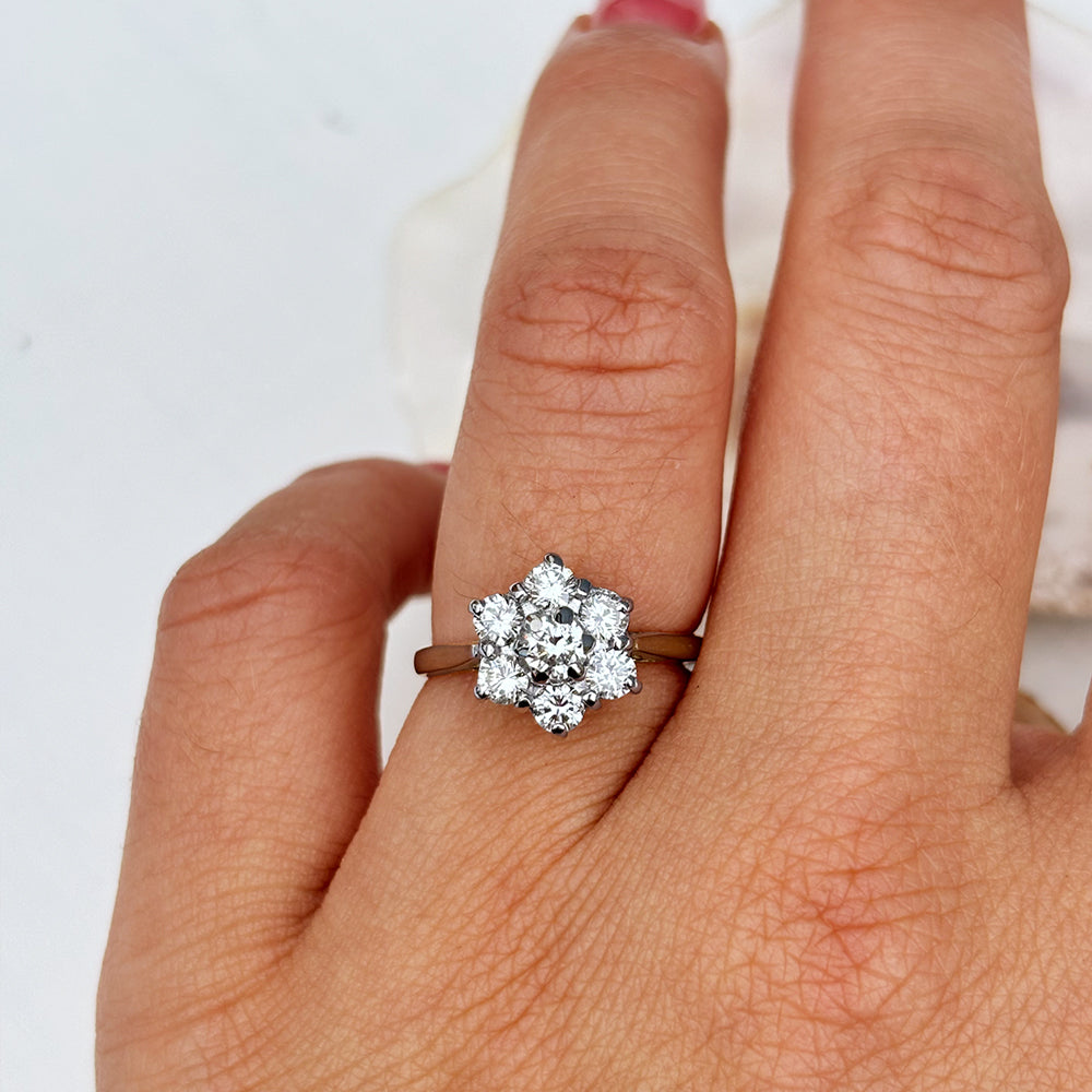 Vintage 1.92ct Diamond Floral Cluster Ring