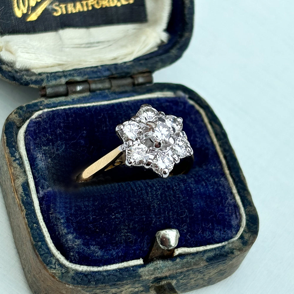 Vintage 1.92ct Diamond Floral Cluster Ring