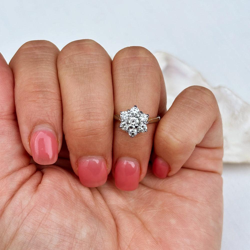 Vintage 1.92ct Diamond Floral Cluster Ring