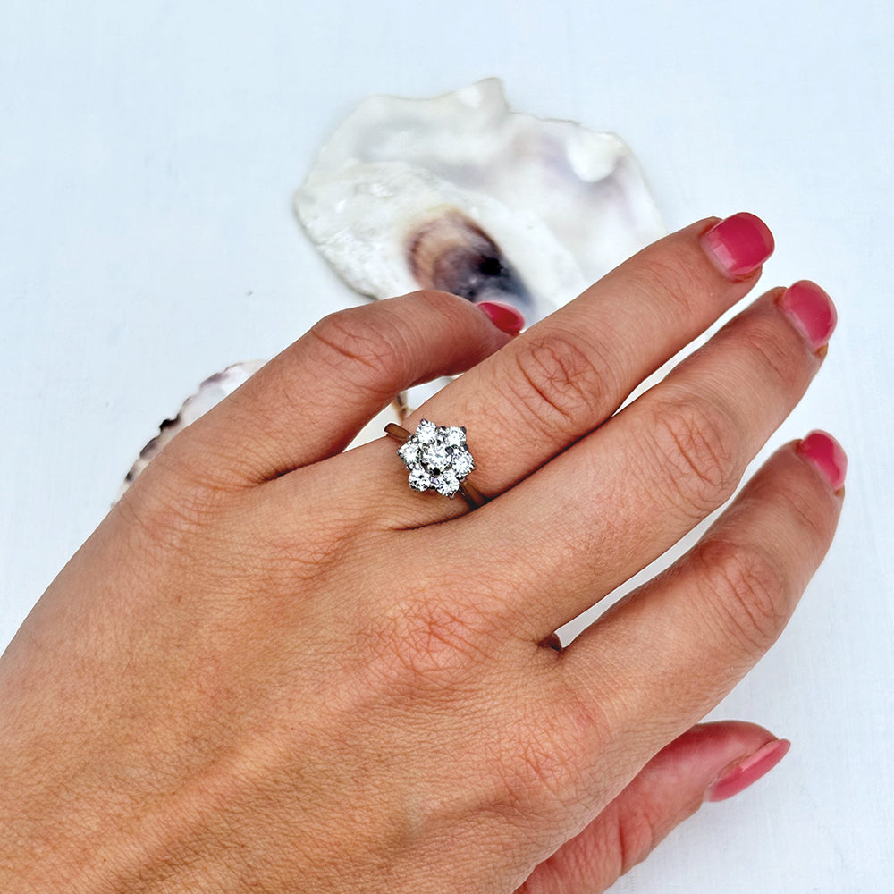Vintage 1.92ct Diamond Floral Cluster Ring
