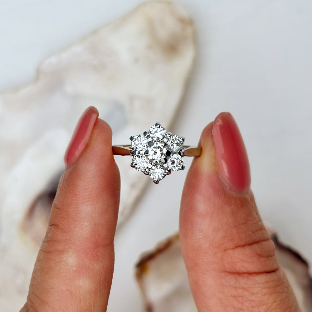 Vintage 1.92ct Diamond Floral Cluster Ring