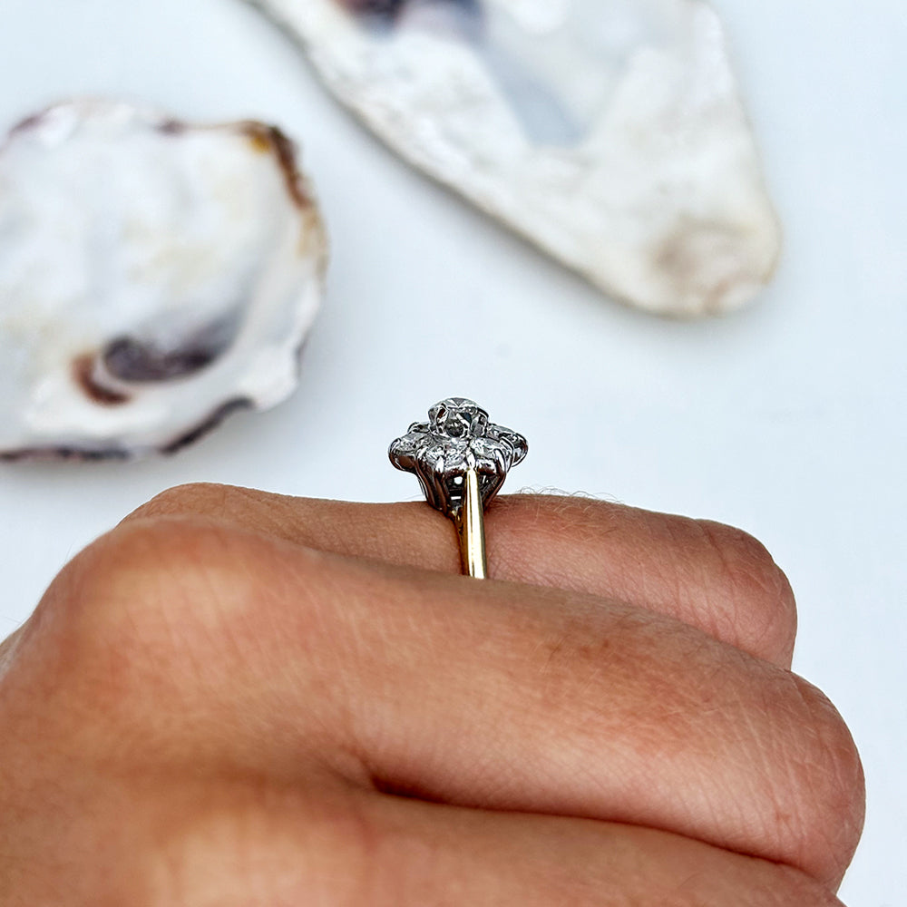 Vintage 1.92ct Diamond Floral Cluster Ring