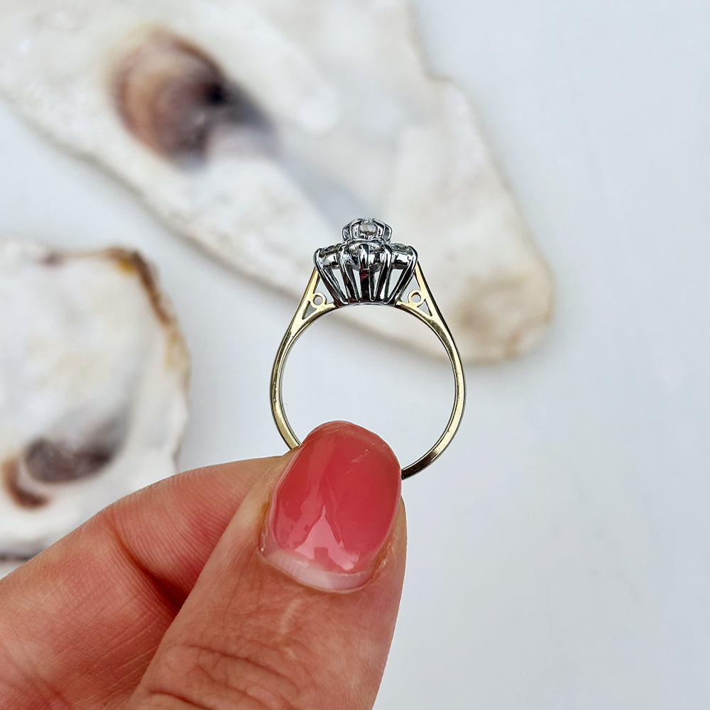 Vintage 1.92ct Diamond Floral Cluster Ring