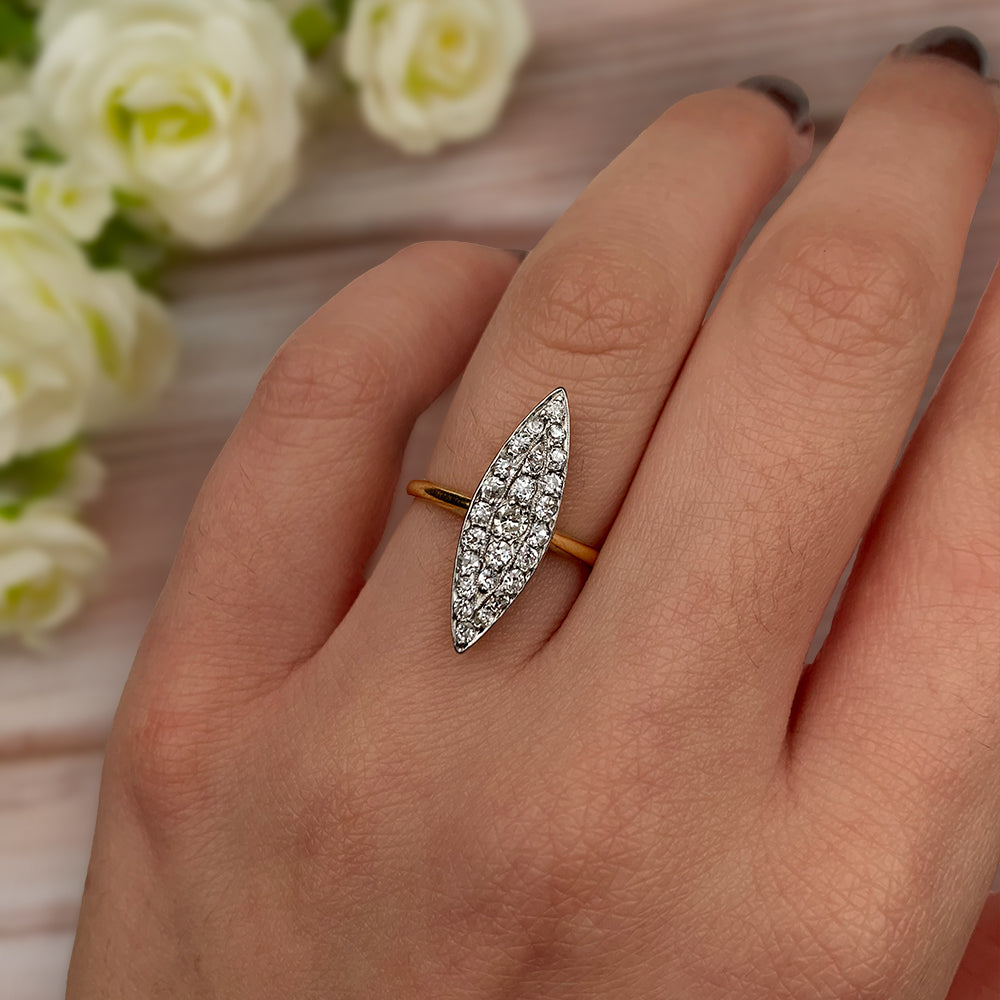Vintage 0.43ct Marquise Diamond Cluster Ring