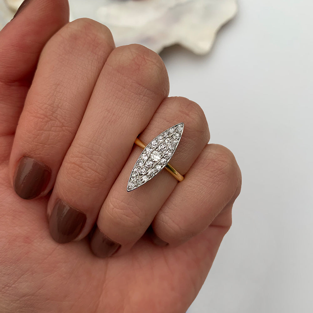 Vintage 0.43ct Marquise Diamond Cluster Ring
