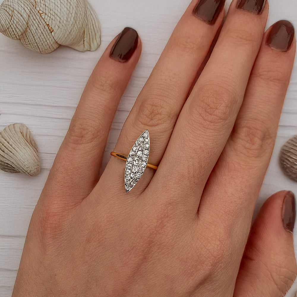 Vintage 0.43ct Marquise Diamond Cluster Ring