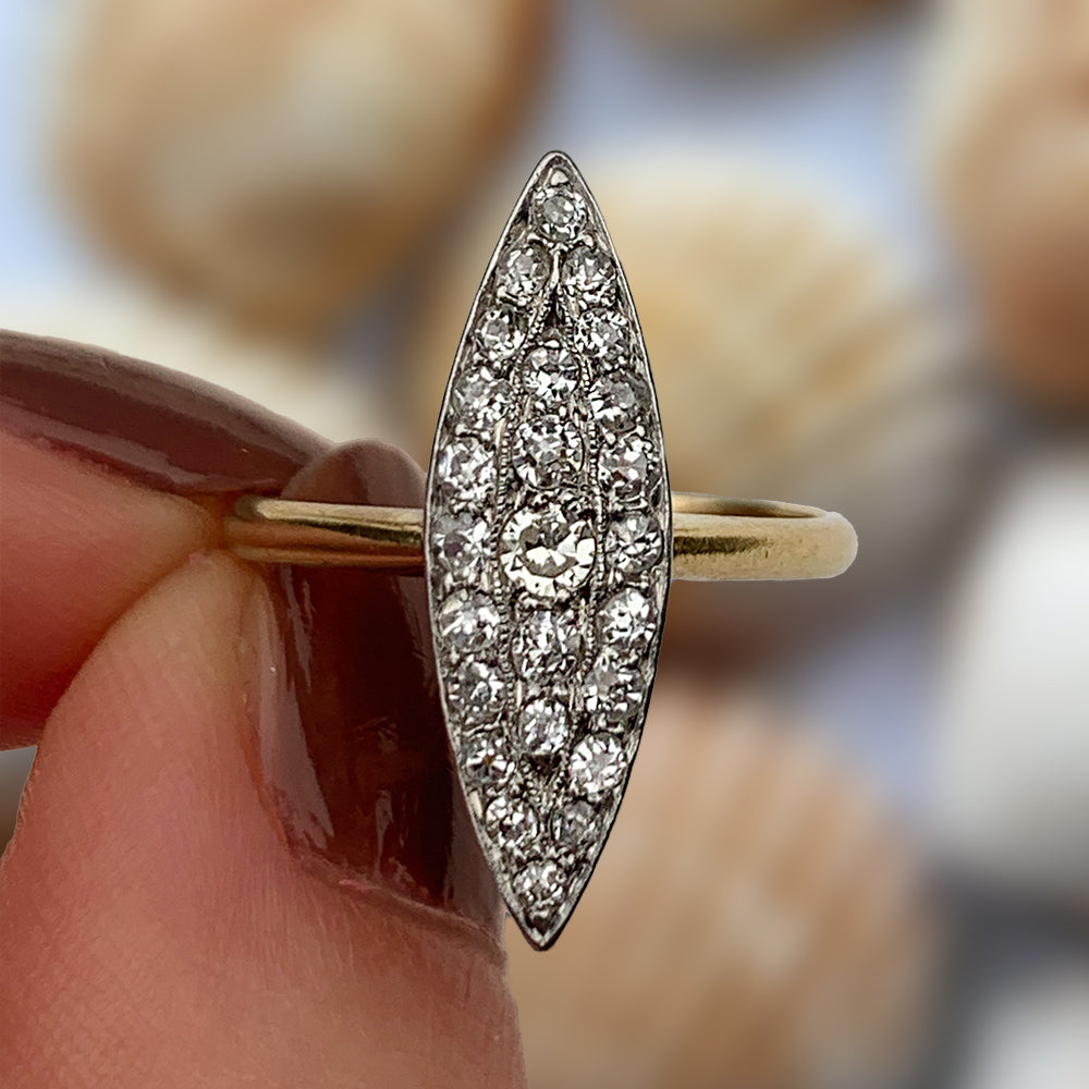 Vintage 0.43ct Marquise Diamond Cluster Ring