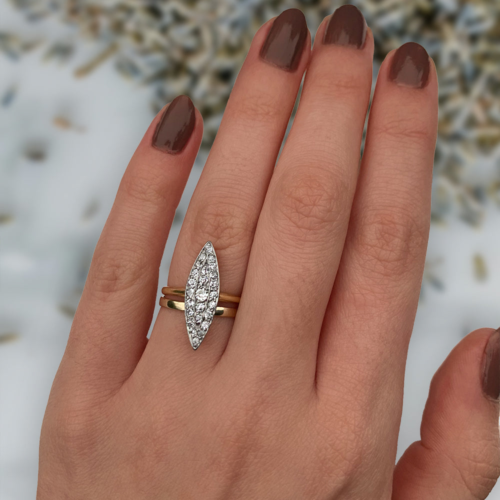 Vintage 0.43ct Marquise Diamond Cluster Ring