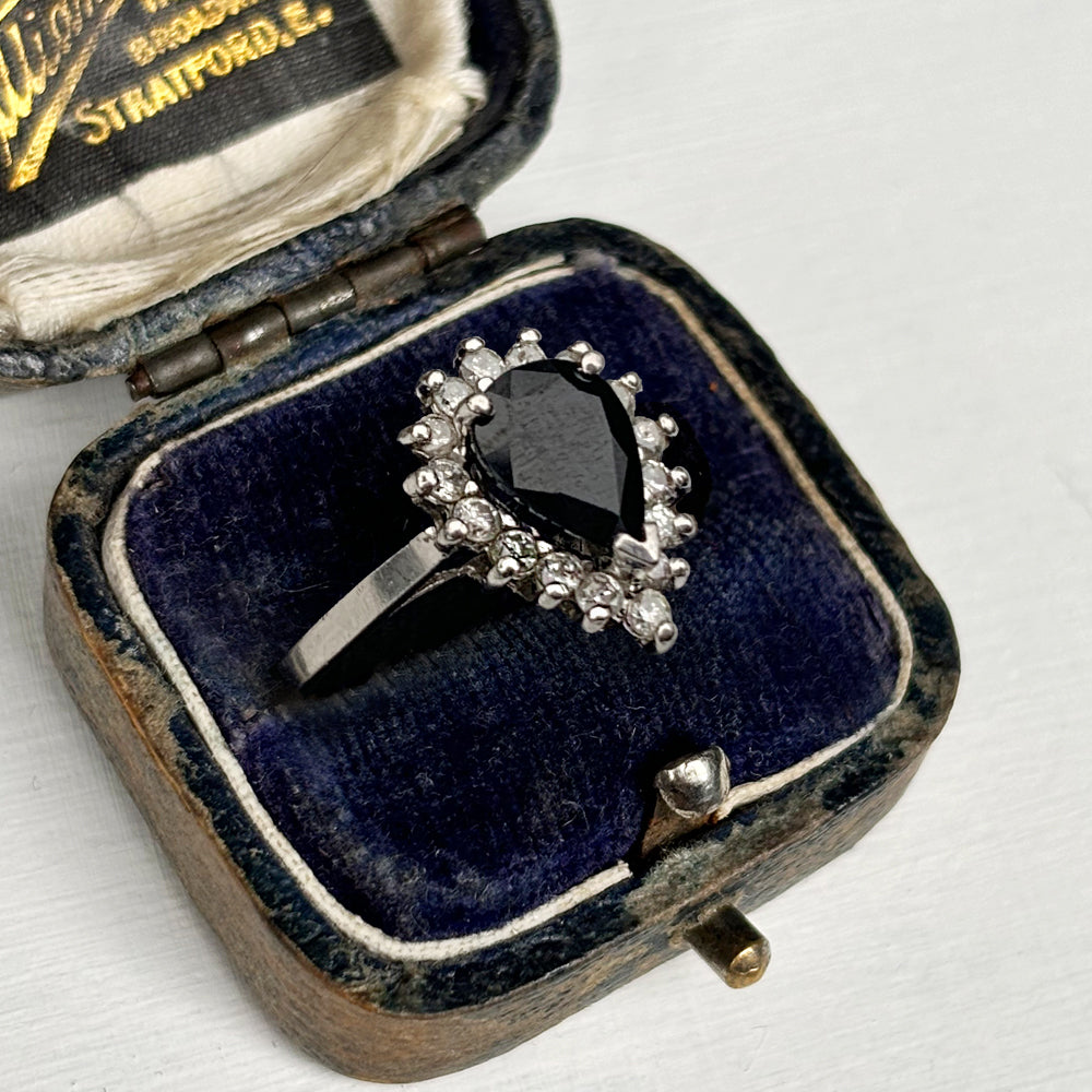 Vintage Platinum 2.80ct Sapphire & 0.50ct Diamond Cluster Ring