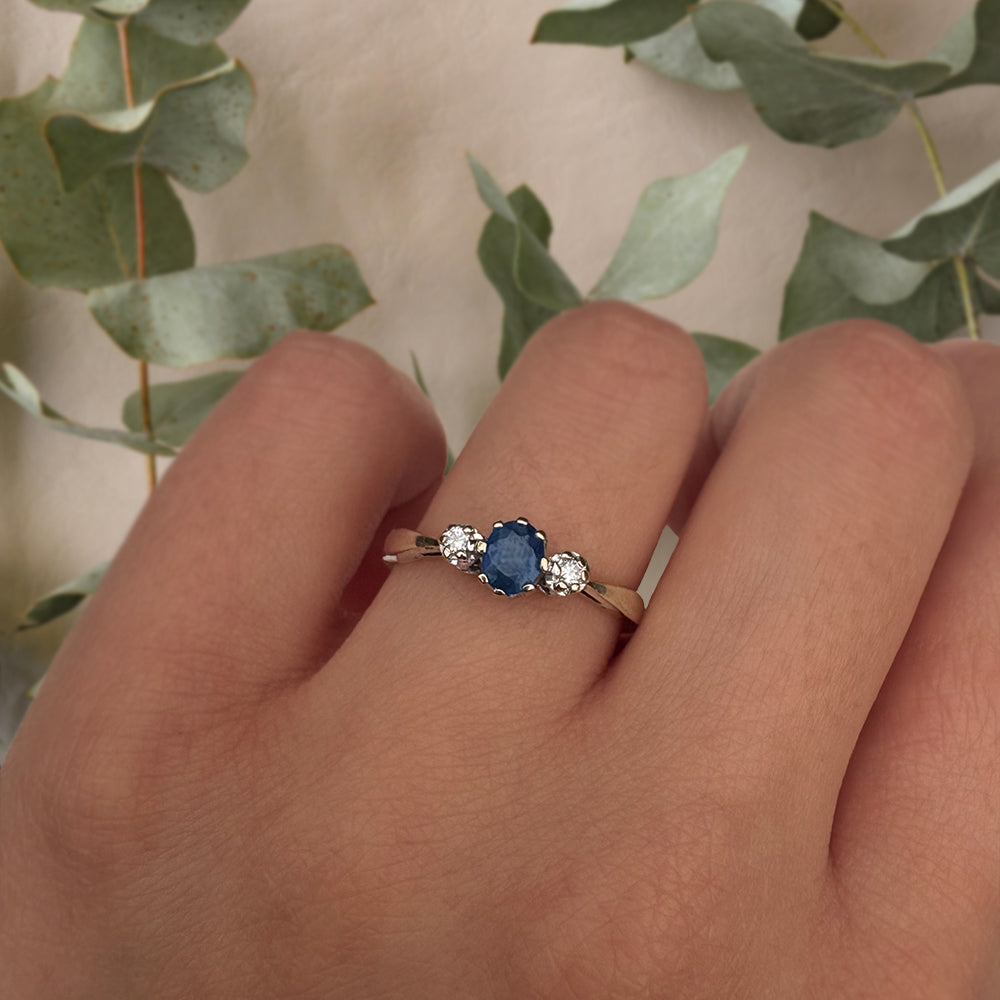 Vintage Sapphire & Diamond Trilogy Ring