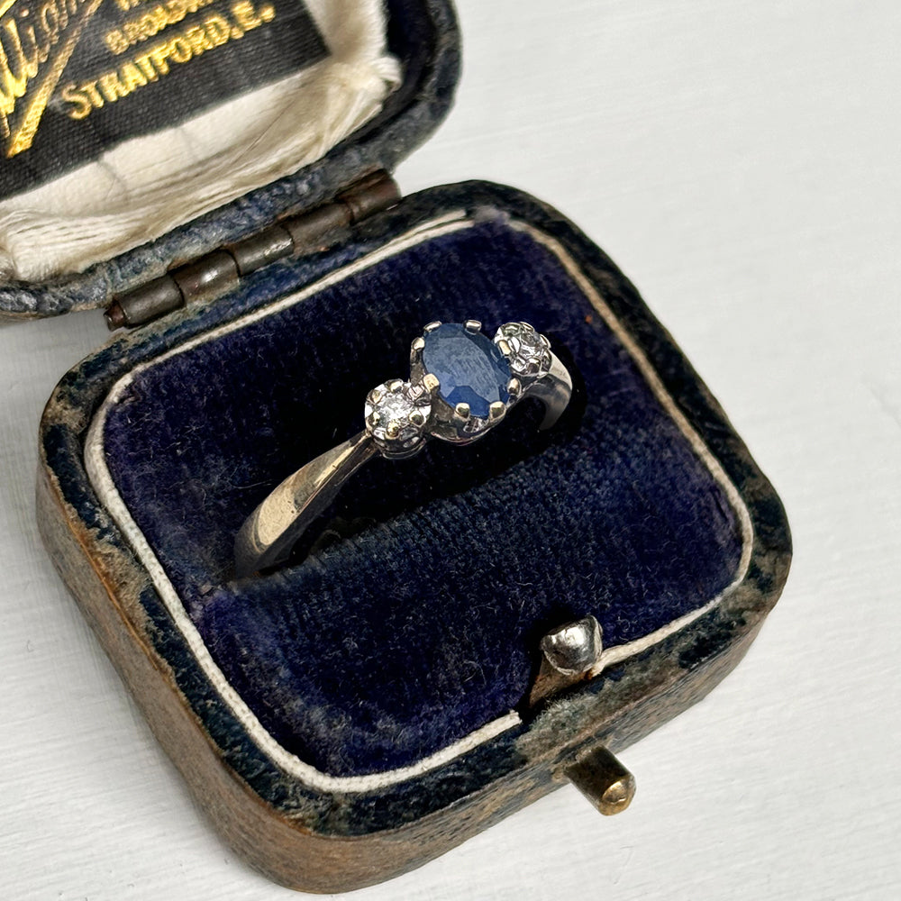 Vintage Sapphire & Diamond Trilogy Ring