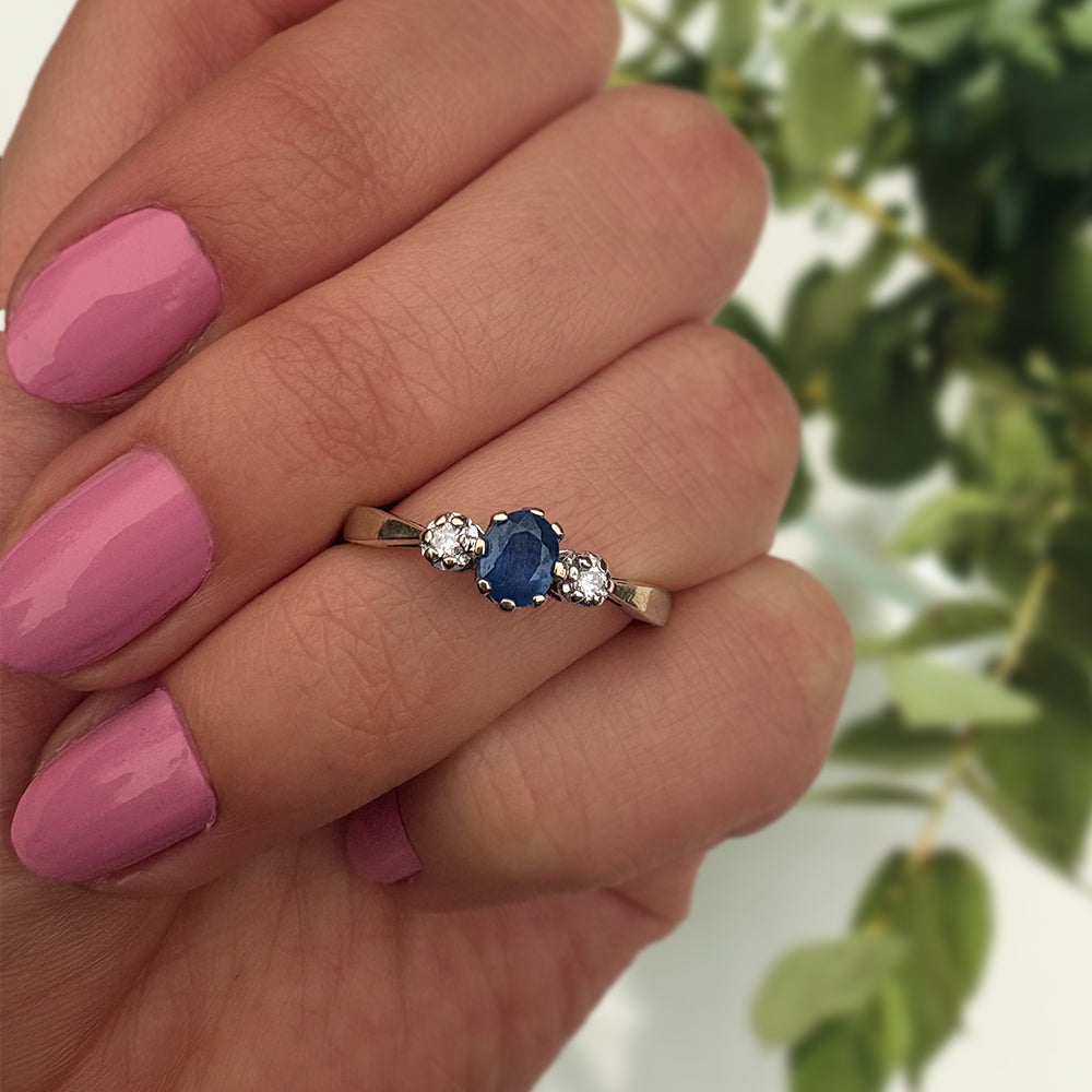 Vintage Sapphire & Diamond Trilogy Ring