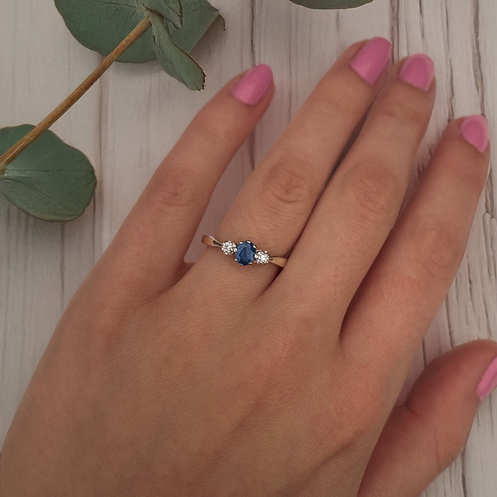 Vintage Sapphire & Diamond Trilogy Ring